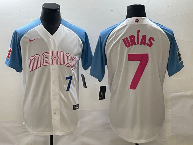Men 2023 World Cub Mexico #7 Urias White blue Nike MLB Jersey21->more jerseys->MLB Jersey